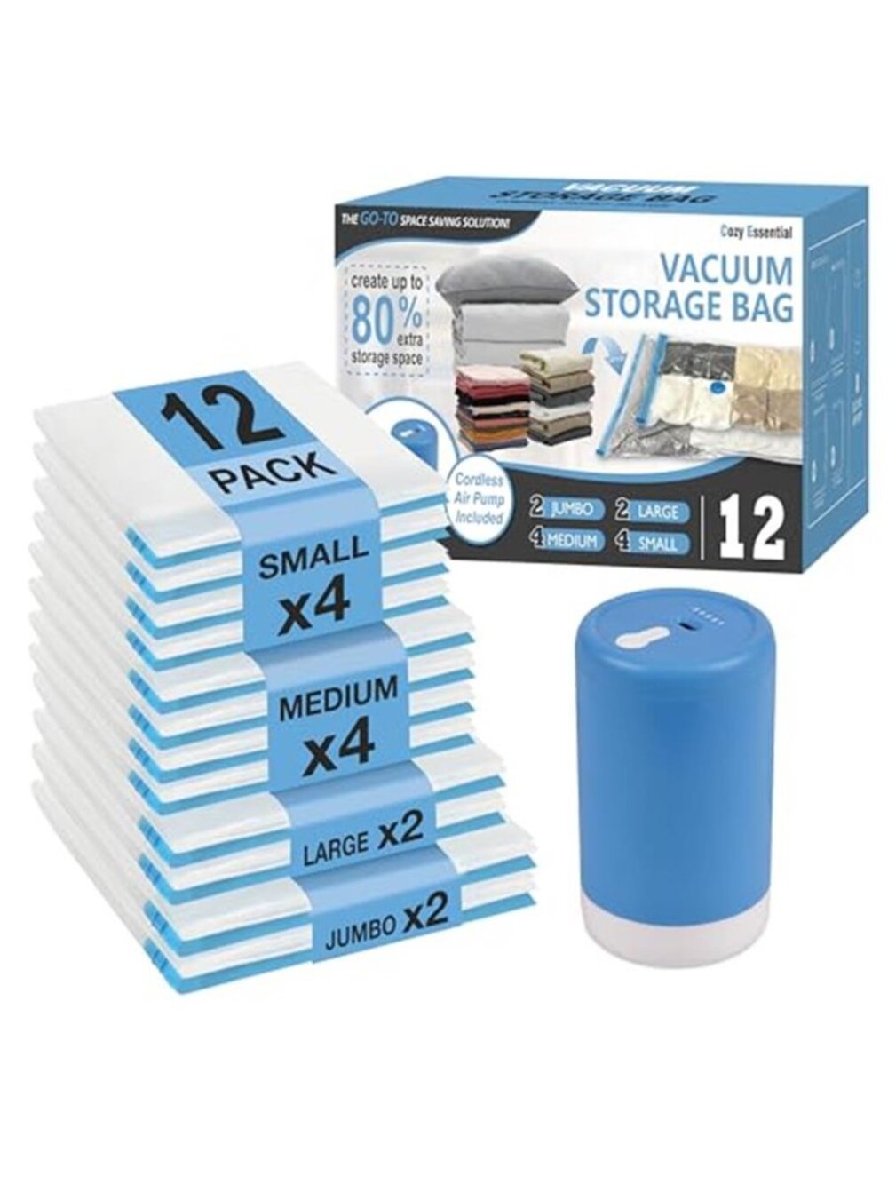 Vacuum Storage Bags Travel Compression Bags Electric Pump Space Saving Set